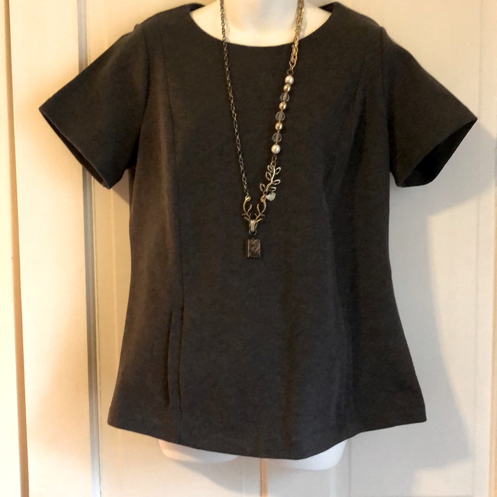Boden Heavy Stretch Gray Top SZ 12